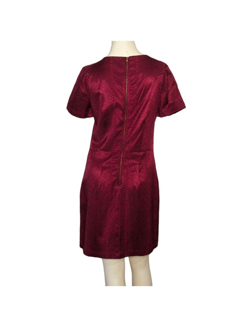HALO short sleeve red snakeskin beaded neckline sheath career Dress size M - Picture 2 of 11